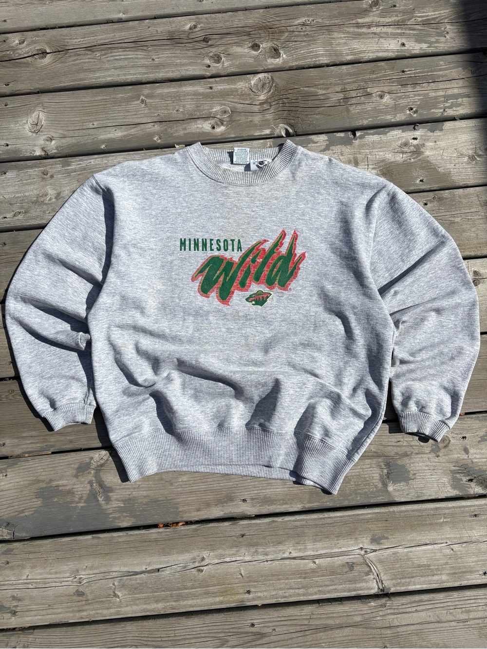 90’s NHL Minnesota Wild boxy grey crewneck